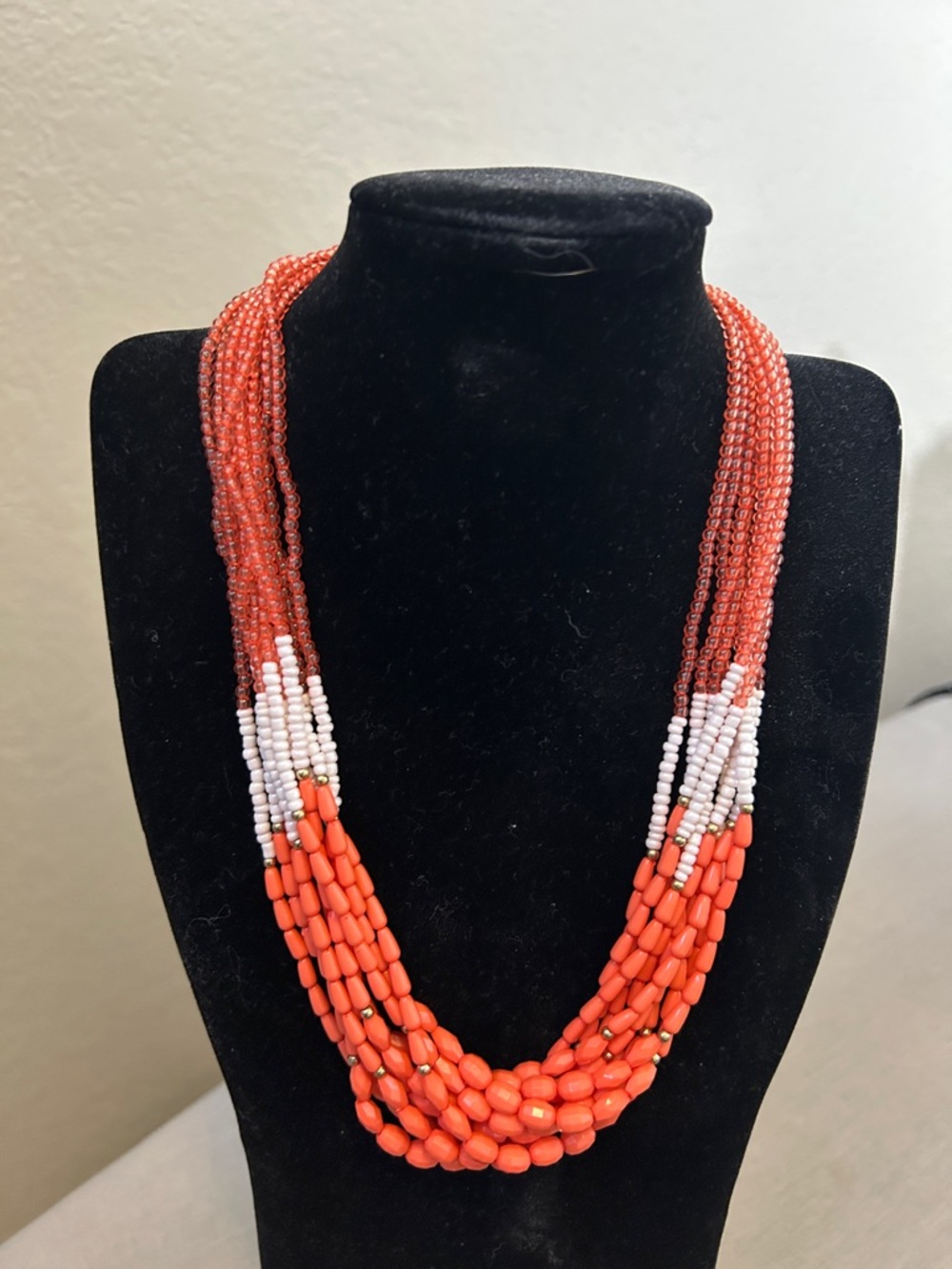 ASHLEY COOPER Bright Orange and White Fashion Necklace